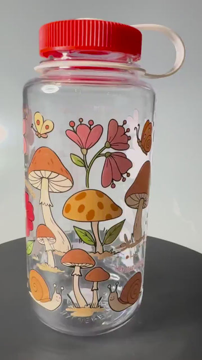 Wild & Wandering, Mushroom, Butterfly, Flowers Nalgene 32oz Water Bottle, Hiking Water Bottle Gift, Camping, Wide Mouth